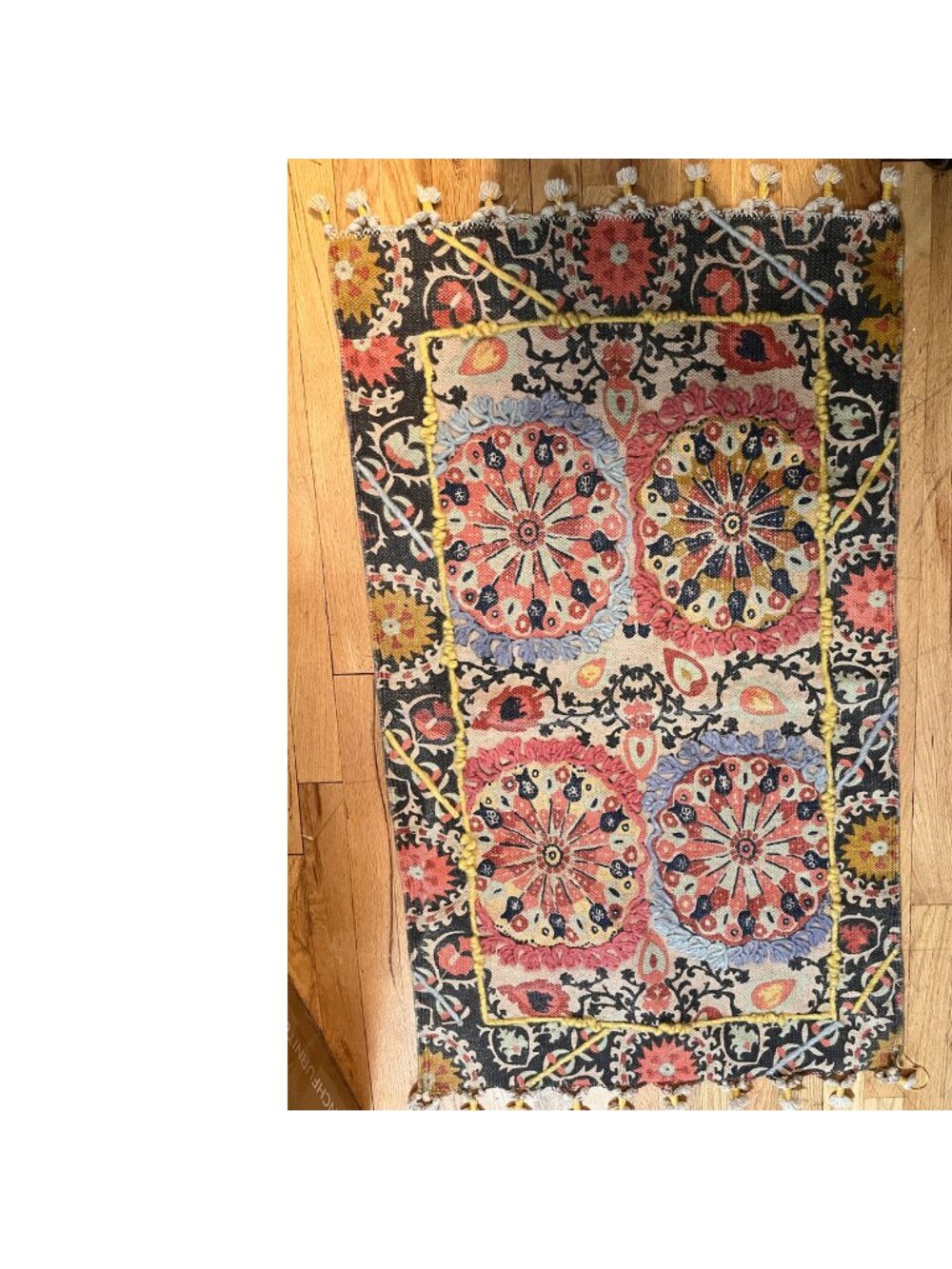 Chelsea & Theodore Home Cotton Area Rug 30x48 Boho Floral Medallion Tassel